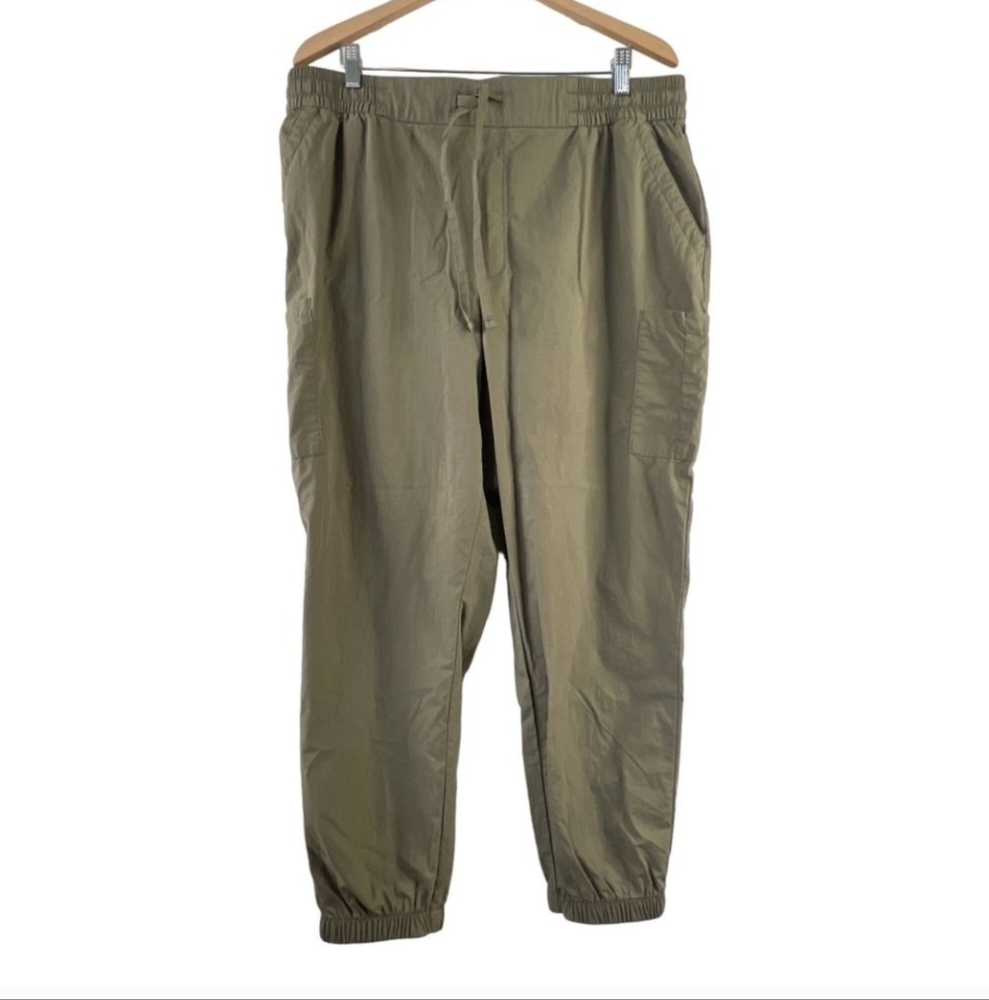 Old Navy High Waisted Jogger Pants Womens XL Drawstring Army Green Cotton Blend